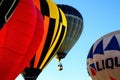 Hot-air balloons flying in the blue clear sky